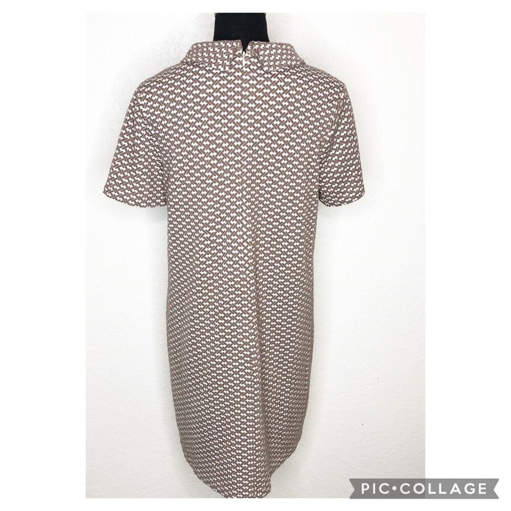 Tyler Boe brown white geometric knit collared shift dress size Medium - Picture 16 of 16